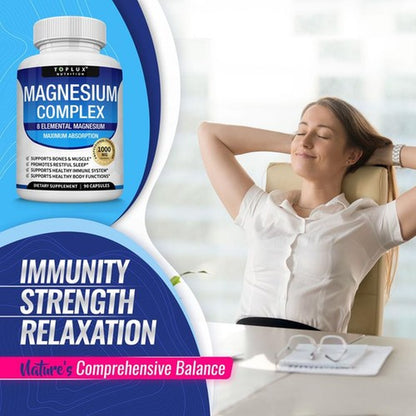 Magnesium Complex Supplement: 1000Mg of 8-Element Magnesium, 90 Capsules